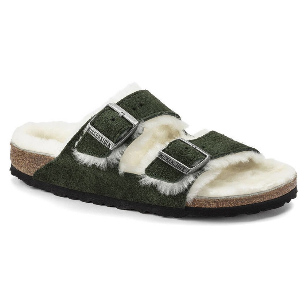 Birkenstock Men's Arizona Shearling Suede Mt V Green Sandal US10 EU43 1021585